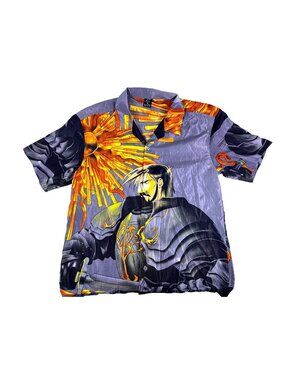 Vintage 90s Claudio Nucci AOP Samurai Ninja Anime Warrior Art Shirt Size M